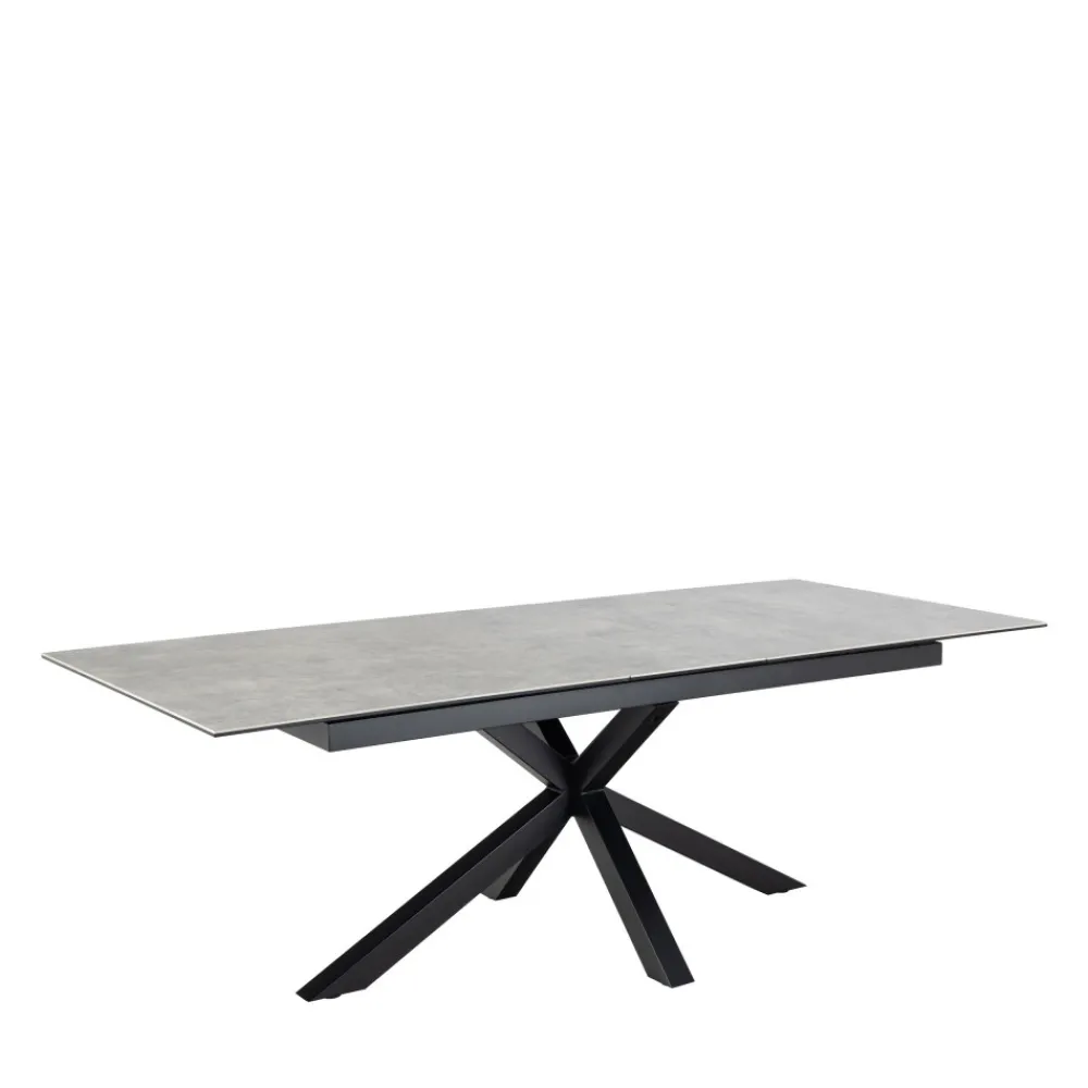 Drawer EURAME Table à manger extensible 6 à 12 personnes en céramique et métal 200-240x100cm