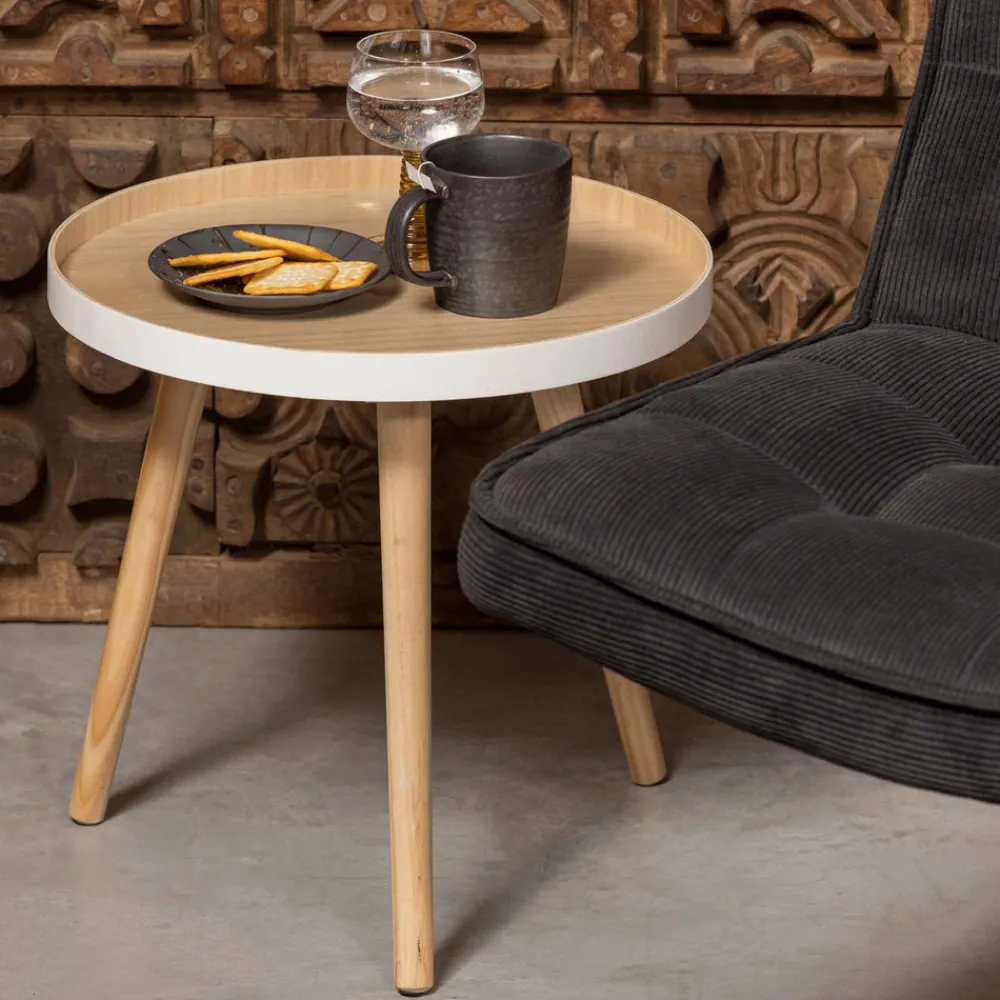 Woood FALSE Table basse ronde trépied