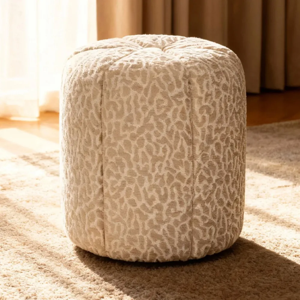 Drawer FLOWER Pouf en tissu imprimé animal ø38cm