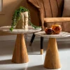 Leitmotiv FORCE Table d’appoint en bois et marbre ø40cm
