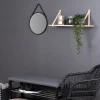 House Nordic FORNO Etagère murale en bois et cuir 80x20 cm