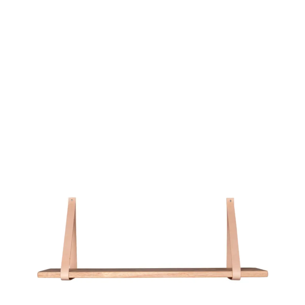 House Nordic FORNO Etagère murale en bois et cuir 80x20 cm