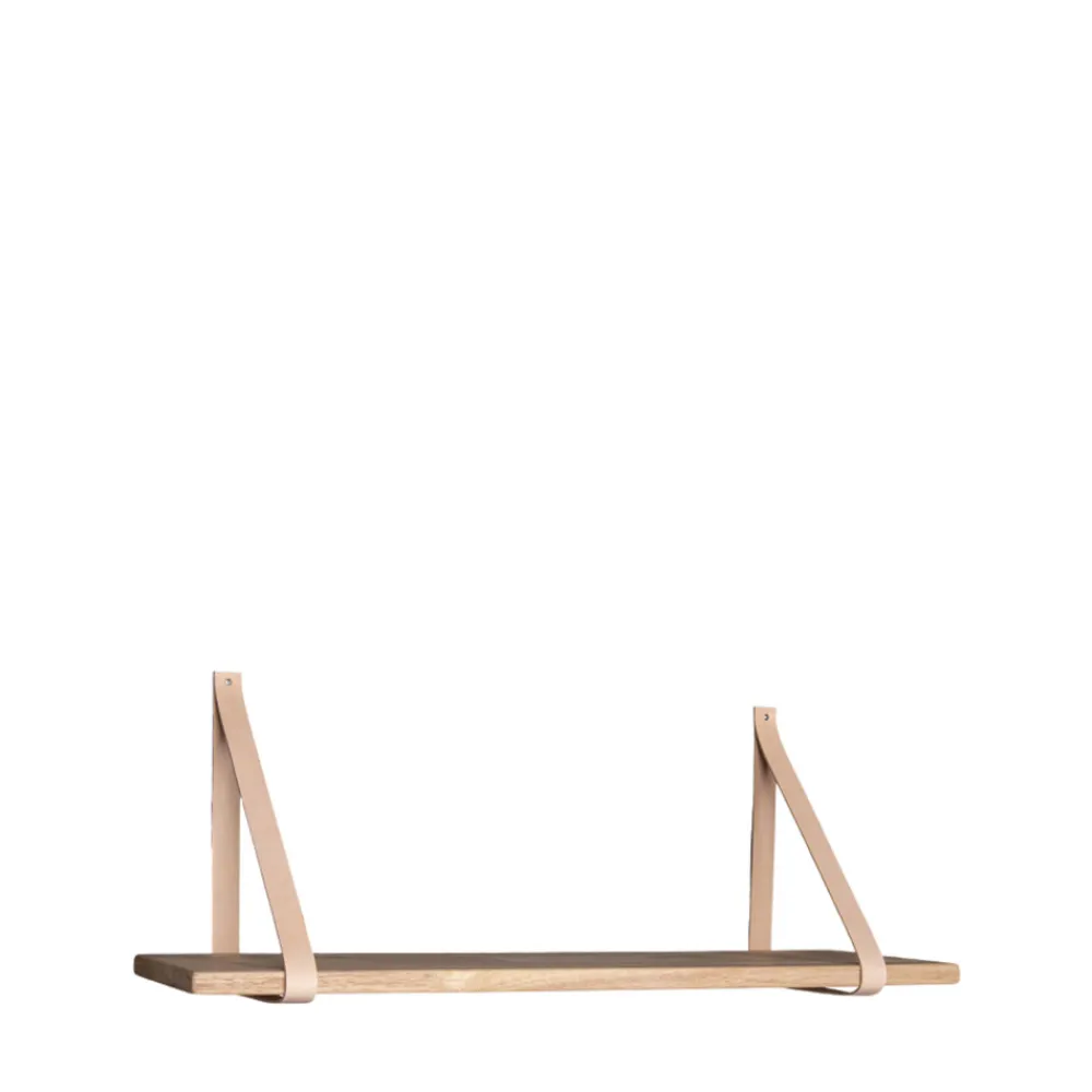 House Nordic FORNO Etagère murale en bois et cuir 80x20 cm