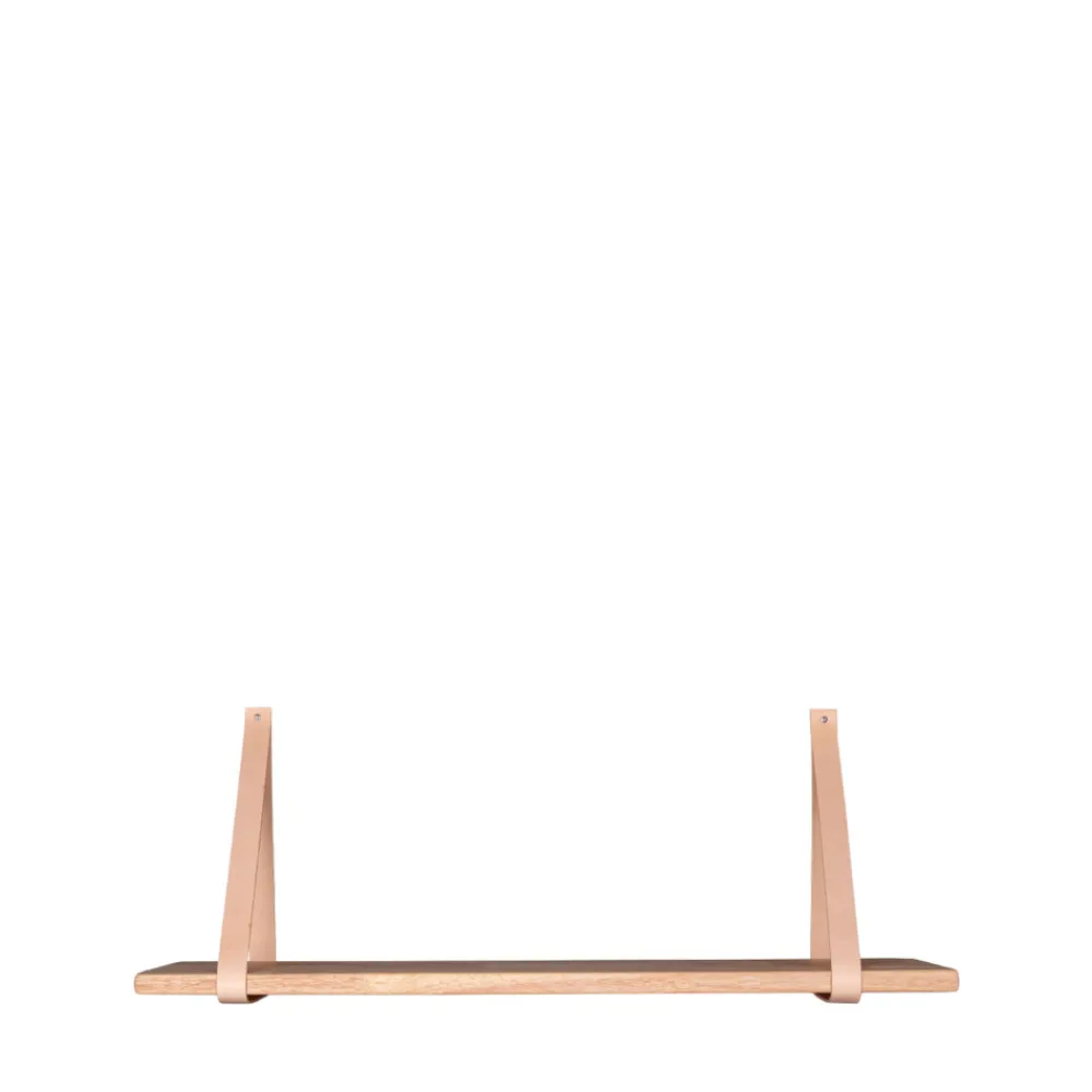 House Nordic FORNO Etagère murale en bois et cuir 120x20 cm