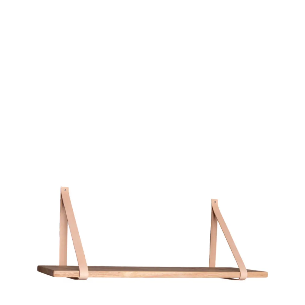 House Nordic FORNO Etagère murale en bois et cuir 120x20 cm