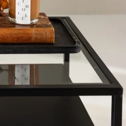 Venture Home FORTALEZA Table de chevet 1 tiroir en verre et métal