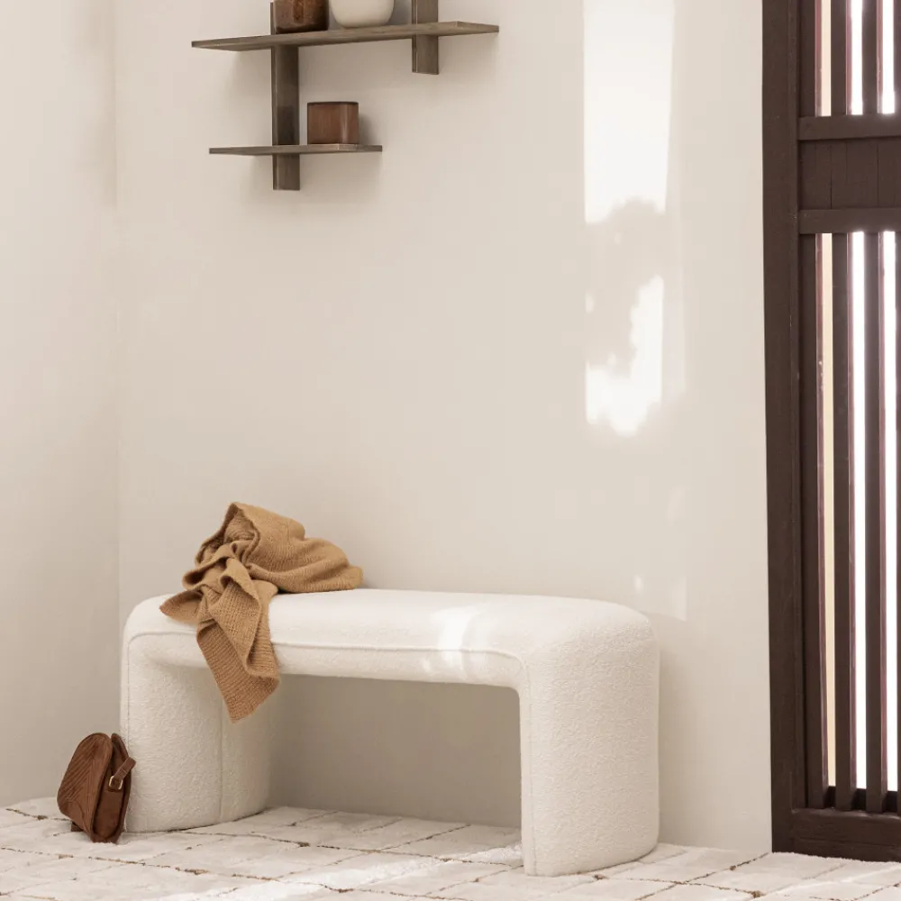 Drawer FULL Banc rembourré en tissu bouclette L100cm