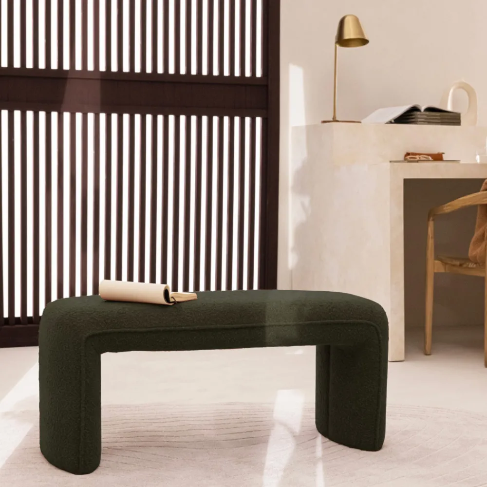 Drawer FULL Banc rembourré en tissu bouclette L100cm