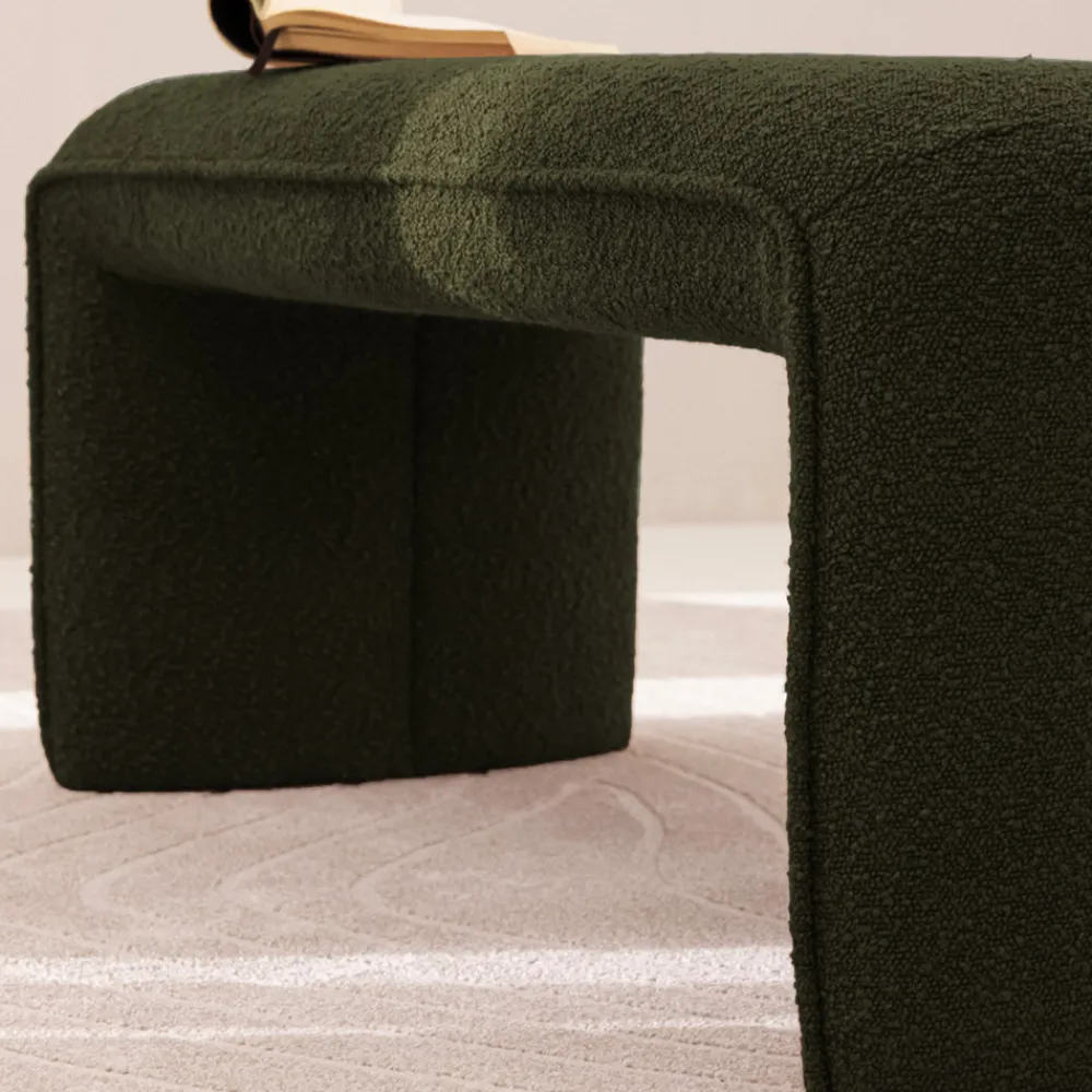 Drawer FULL Banc rembourré en tissu bouclette L100cm