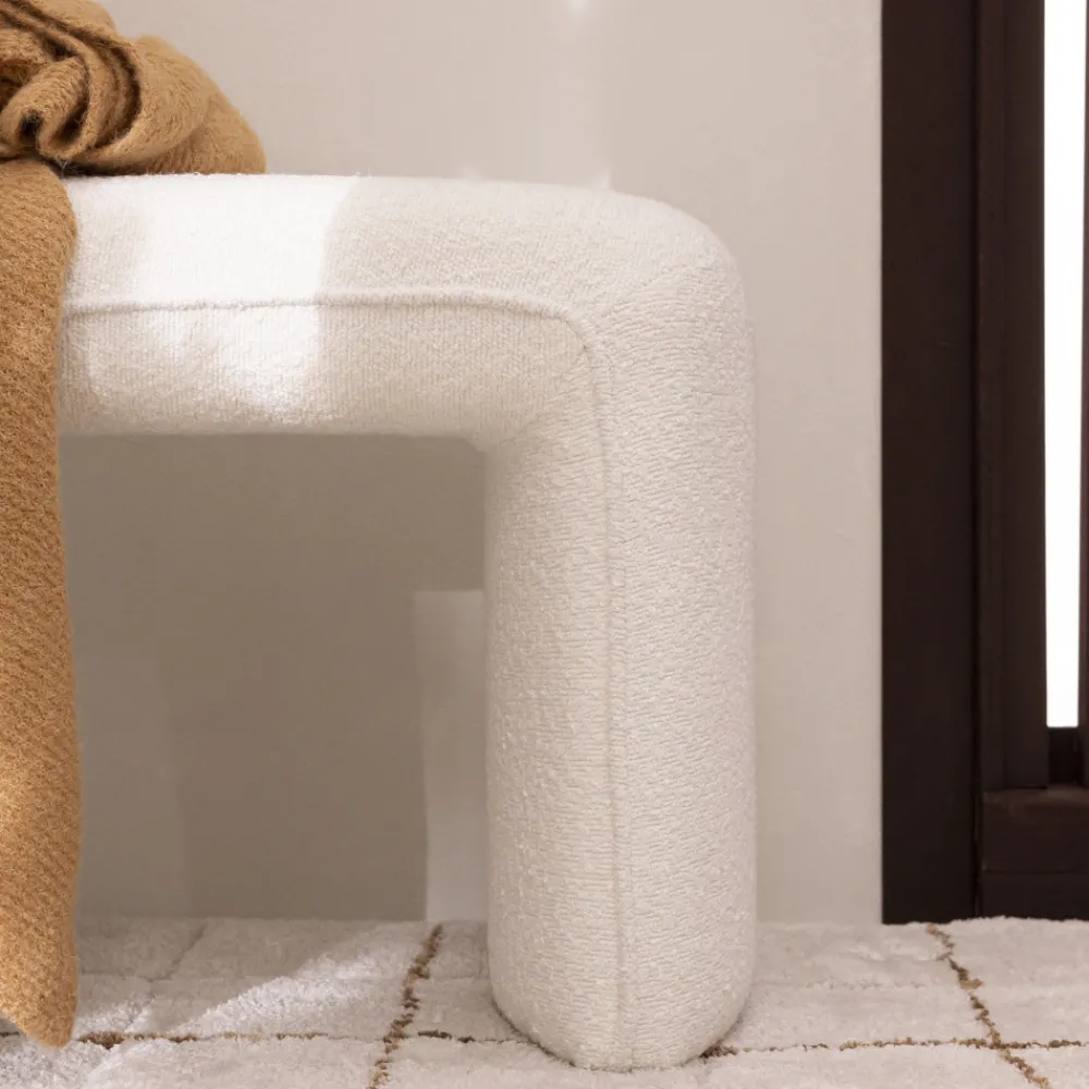 Drawer FULL Banc rembourré en tissu bouclette L100cm