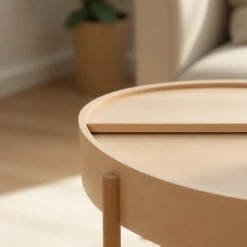 Drawer GISELE Table basse ronde avec rangement en bois ø80cm