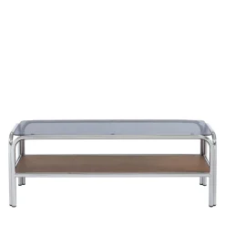 No name GLISS Meuble TV en verre pieds chrome L120cm