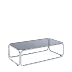 No name GLISS Table basse en verre pieds chrome
