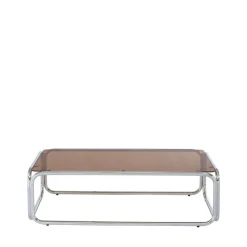 No name GLISS Table basse en verre pieds chrome