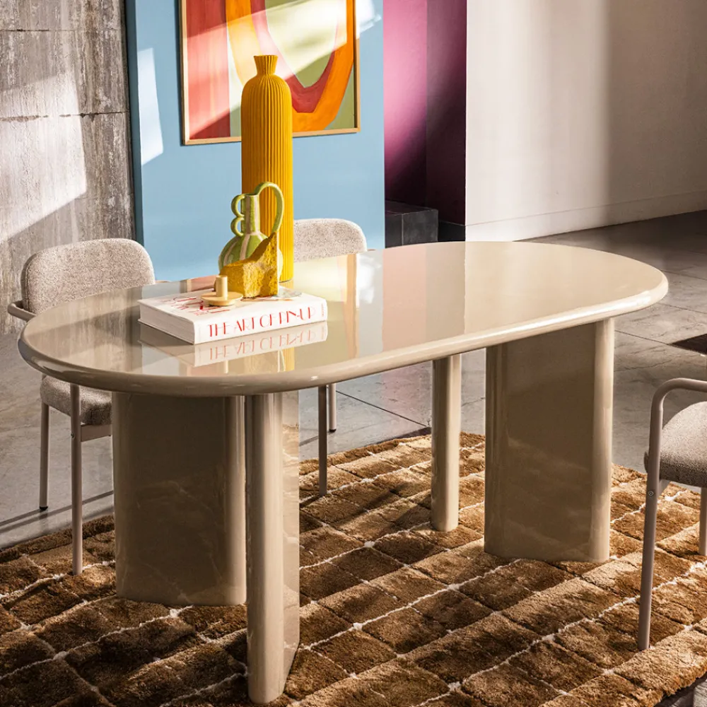 Drawer GLOSSI Table à manger 6 personnes ovale en bois laqué