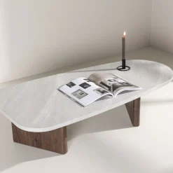 Venture Home GRONVIK Table basse organique effet marbre 130x65cm