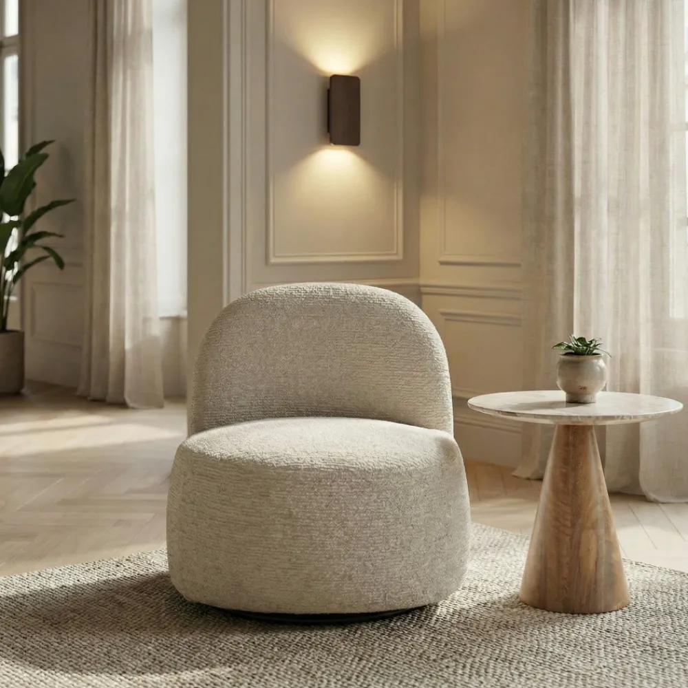 Drawer GROOVY Fauteuil pivotant en tissu chenille côtelé