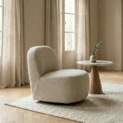 Drawer GROOVY Fauteuil pivotant en tissu chenille côtelé