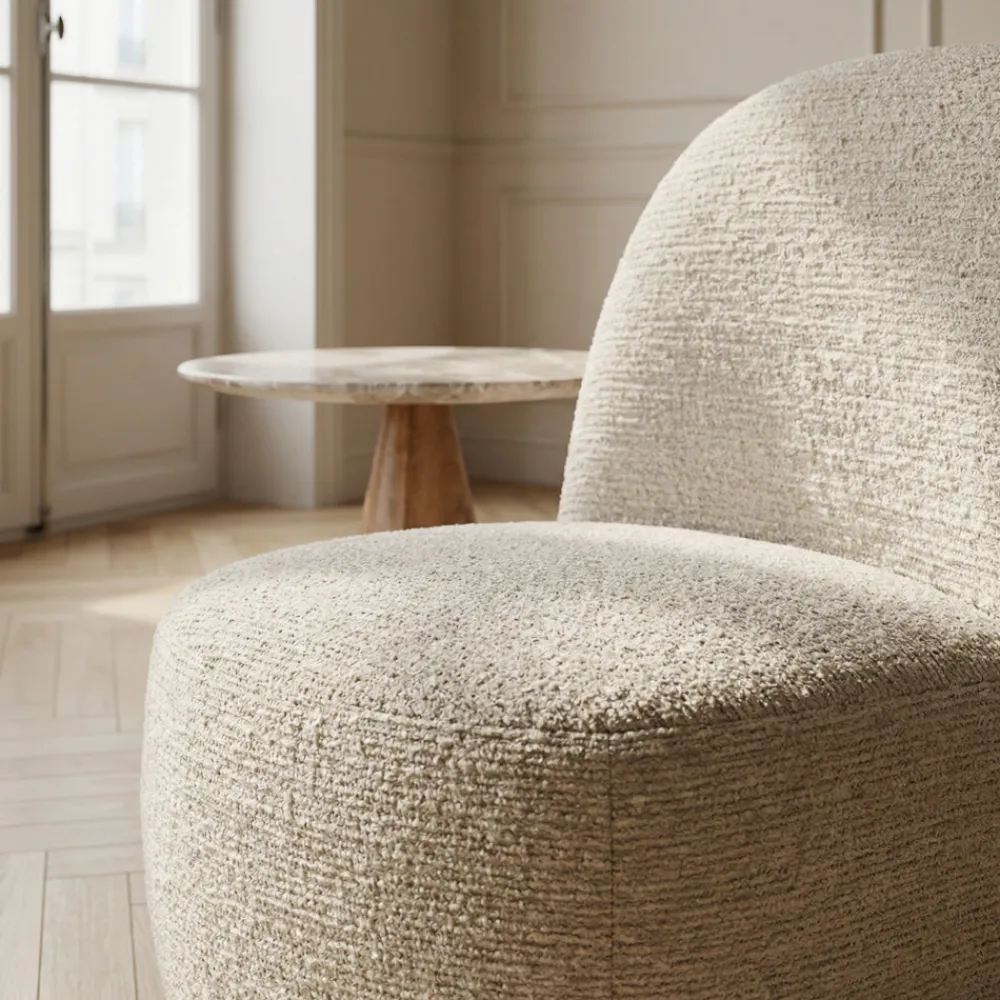 Drawer GROOVY Fauteuil pivotant en tissu chenille côtelé