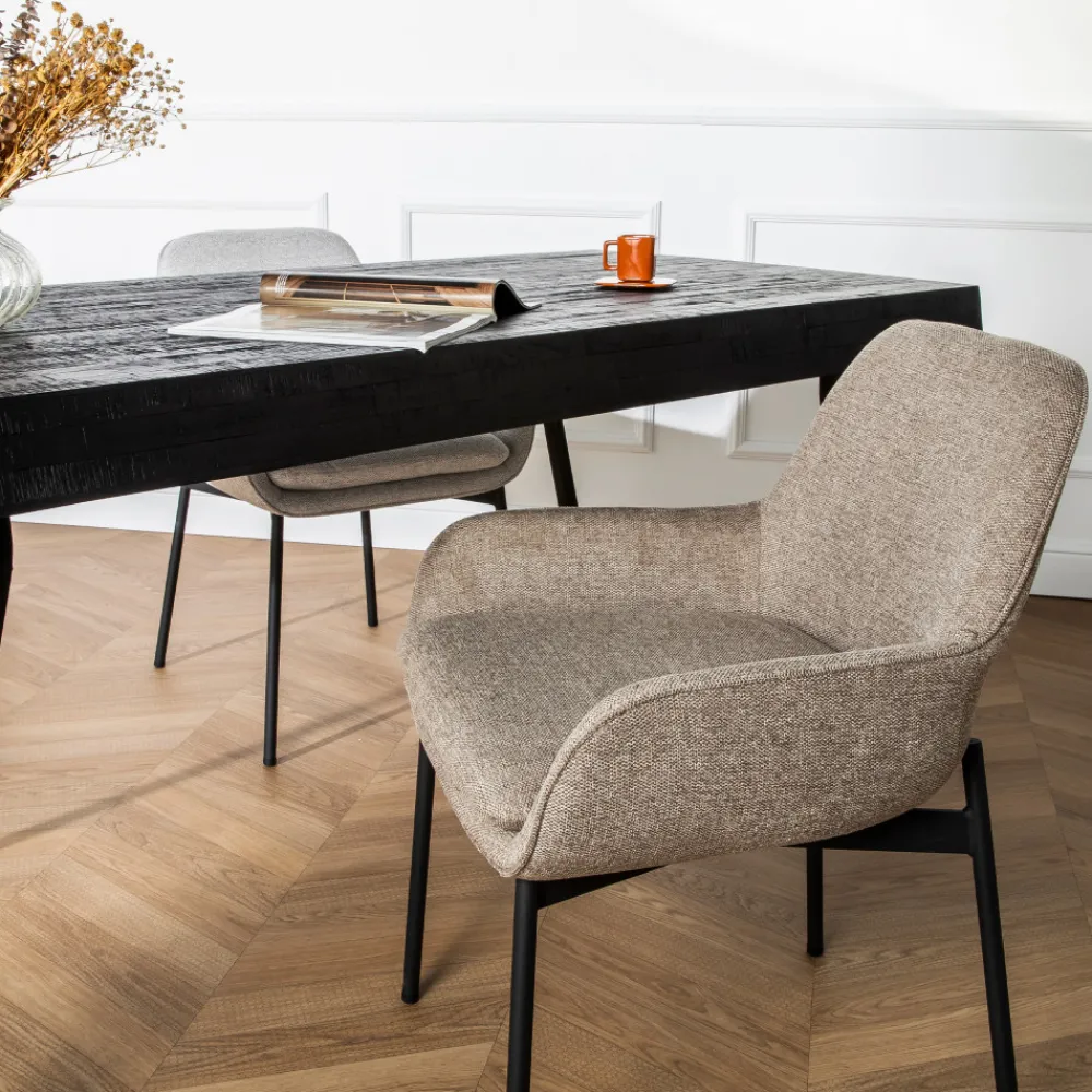 Drawer HAAS Lot de 2 fauteuils de table en tissu et métal