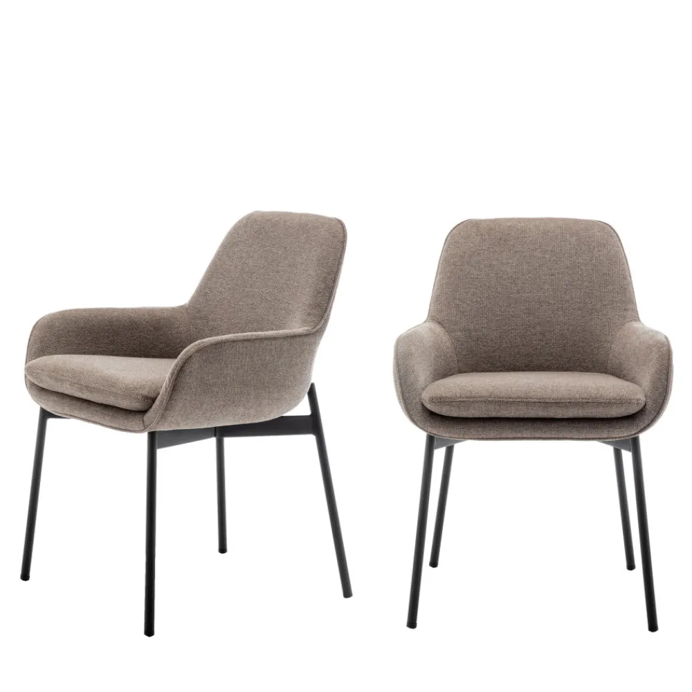 Drawer HAAS Lot de 2 fauteuils de table en tissu et métal