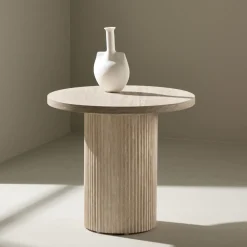 Venture Home HARON Table d'appoint ronde effet travertin ø50cm