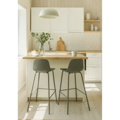 No name HEL Lot de 2 chaises de bar en plastique et métal H67,5cm