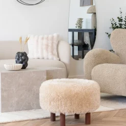 House Nordic INVERNESS Pouf rond imitation fourrure ø50cm