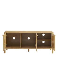 No name IRIS Meuble TV 3 portes en bois et cannage L120cm