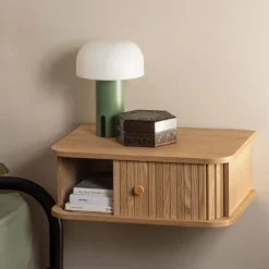 Woood JENA Table de chevet suspendue 1 porte coulissante en bois