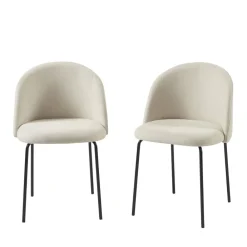 No name JILL Lot de 2 chaises en tissu et métal