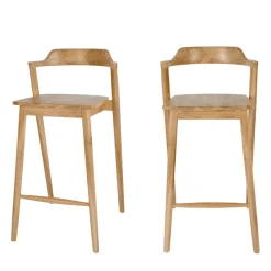Drawer JOKO Lot de 2 chaises de bar en teck H75cm