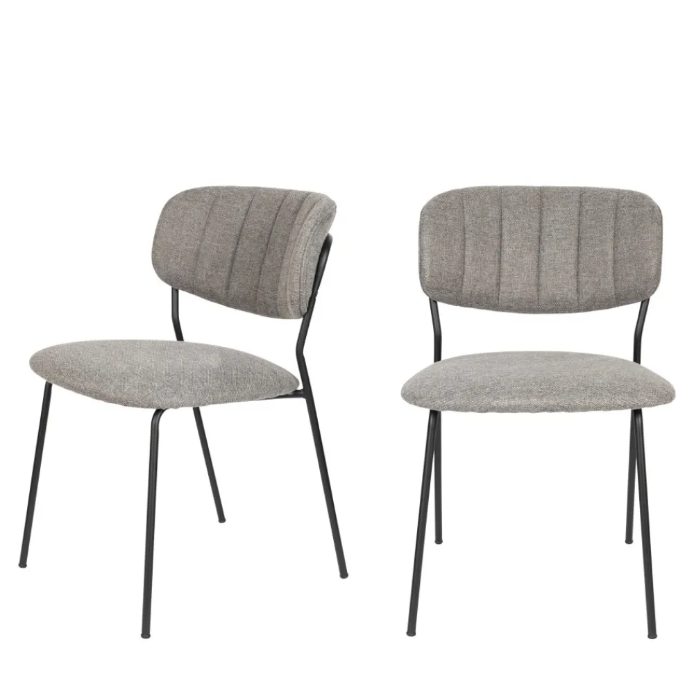 No name JOLIEN Lot de 2 chaises en tissu et métal pieds noirs