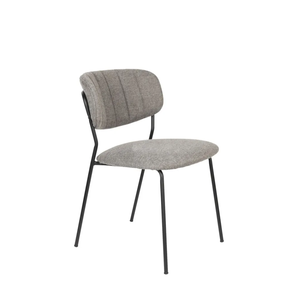 No name JOLIEN Lot de 2 chaises en tissu et métal pieds noirs