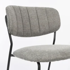 No name JOLIEN Lot de 2 chaises en tissu et métal pieds noirs