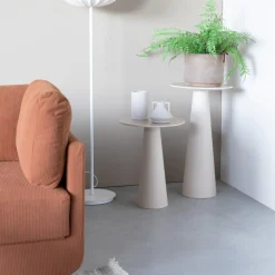 No name JOYA Table d'appoint ronde effet travertin ø40cm H70cm