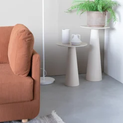 No name JOYA Table d'appoint ronde effet travertin ø40cm H52cm