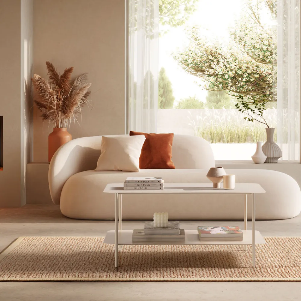 Drawer JUDITH Table basse rectangulaire en métal à double plateau
