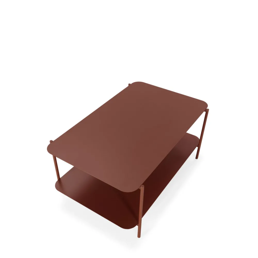 Drawer JUDITH Table basse rectangulaire en métal à double plateau