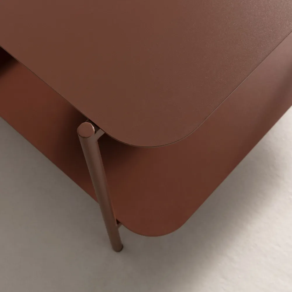 Drawer JUDITH Table basse rectangulaire en métal à double plateau