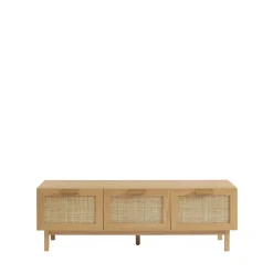 Drawer JUNE Banc d'entrée avec rangement à chaussures en bois et cannage L140cm