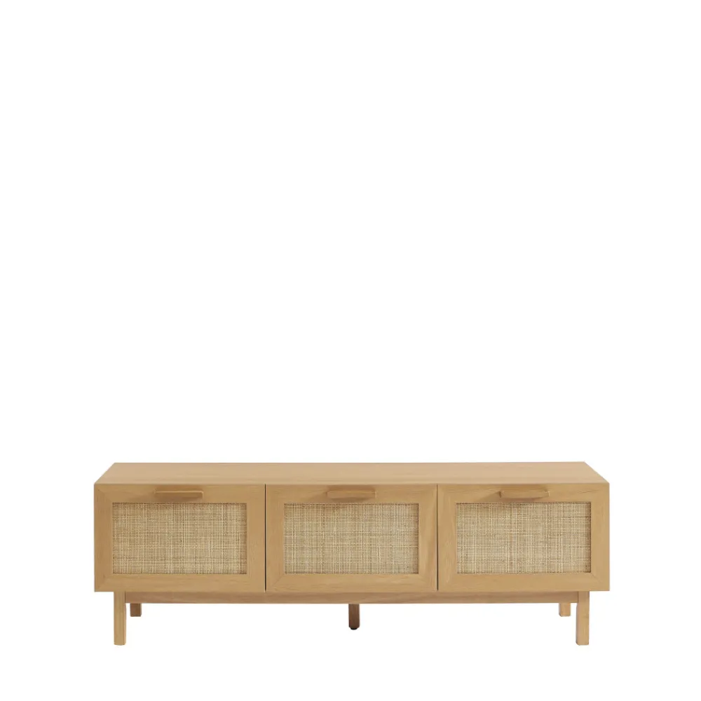 Drawer JUNE Banc d'entrée avec rangement à chaussures en bois et cannage L140cm