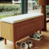 Drawer JUNE Banc d'entrée avec rangement chaussures en bois et cannage L100cm