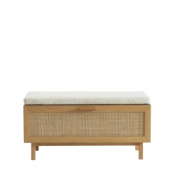 Drawer JUNE Banc d'entrée avec rangement chaussures en bois et cannage L100cm