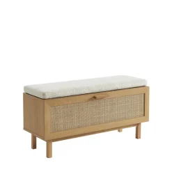 Drawer JUNE Banc d'entrée avec rangement chaussures en bois et cannage L100cm