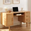 Enfant Drawer JUNE Bureau 1 porte 3 tiroirs en bois et cannage L135cm
