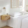 Drawer JUNE Lot de 2 tables de chevet murales avec rangement en bois et cannage