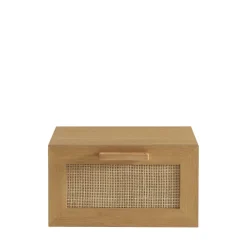 Drawer JUNE Lot de 2 tables de chevet murales avec rangement en bois et cannage