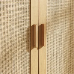 Drawer JUNE Meuble à chaussures 2 portes 1 niche en bois et cannage L80cm