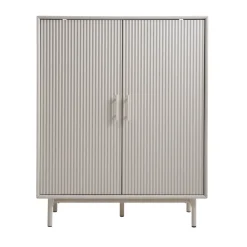 No name JURA Buffet haut 2 portes en bois et métal H125cm